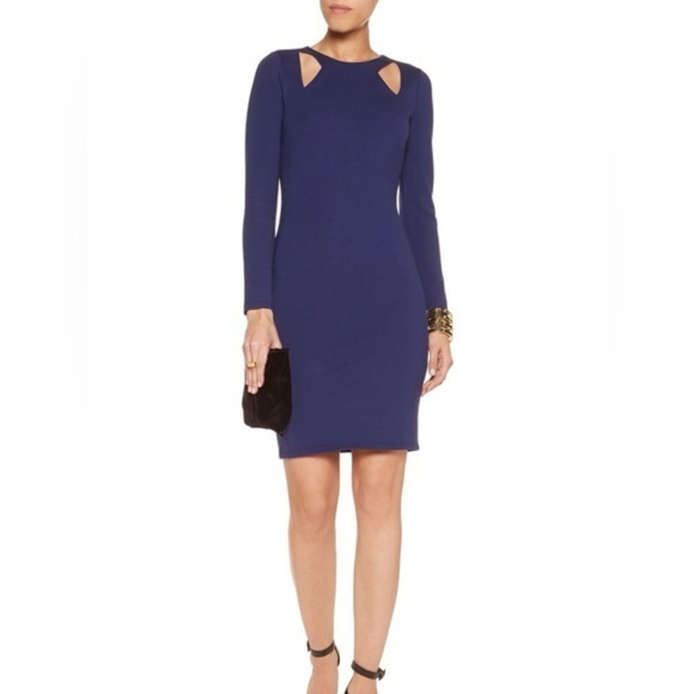 Halston Heritage Blue Cut Out Ponte Dress